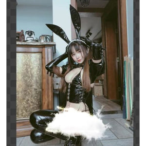 [Reservation] Gothic Maid Bunny Girl Patent Leather Lingerie Set MK154 - KawaiiMoriStore