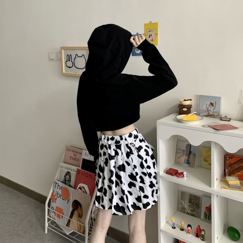 Retro Fashion Short Hoodie + Sleeveless Vest Two Piece Set MK15381 - KawaiiMoriStore
