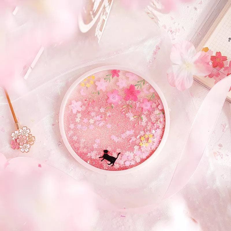 Romantic Cherry Blossom Season Acrylic Sakura and Cat Coasters MK15845 - KawaiiMoriStore