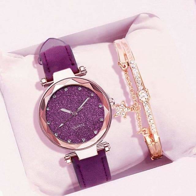 Romantic Starry Sky Watch And Bracelet Set MK16091 - Watch