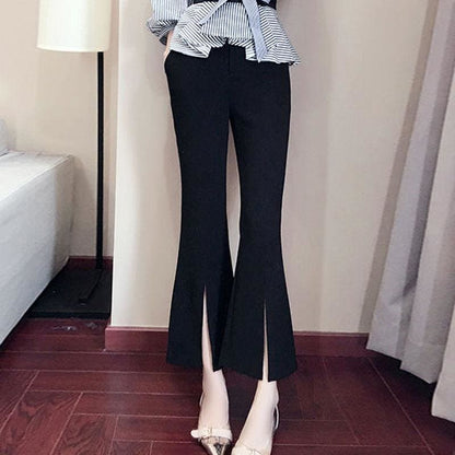 S-3XL Summer Striped Bow Lantern Sleeve Blouse Black Pants 