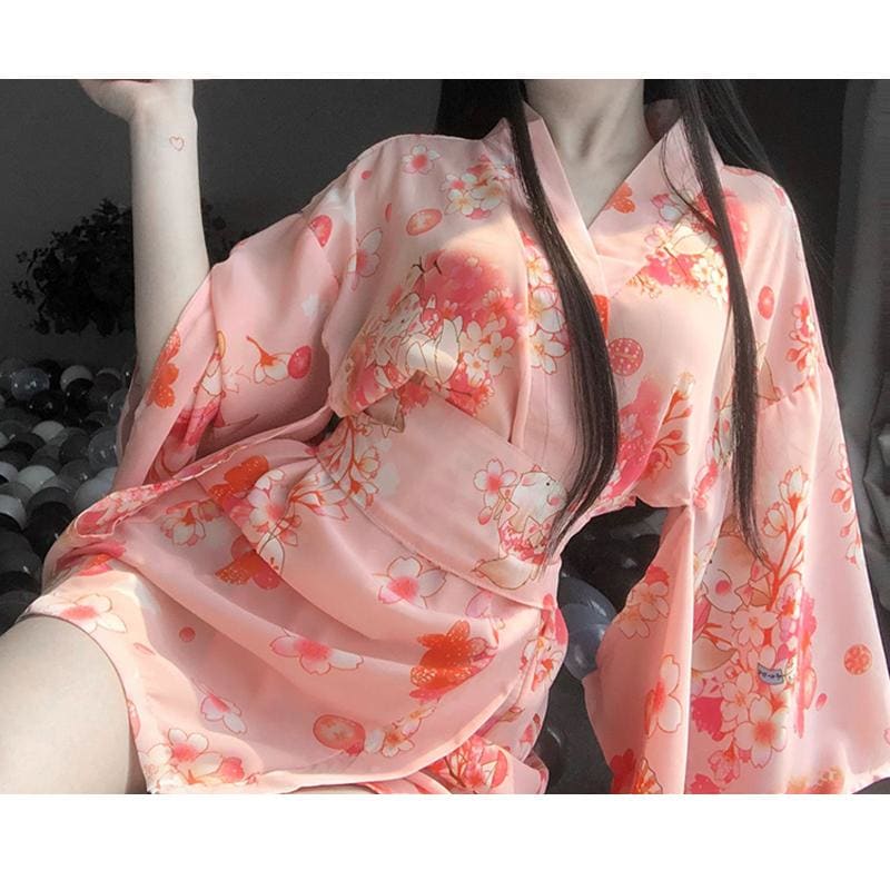 Sakura Floral Vintage Print Japanese Kimono Lingerie MK15314