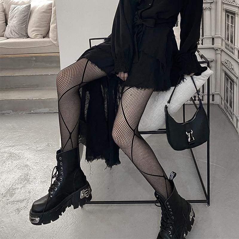 Sexy Black Crescent Mesh Stocking MM0703 - KawaiiMoriStore