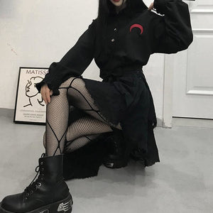 Sexy Black Crescent Mesh Stocking MM0703 - KawaiiMoriStore