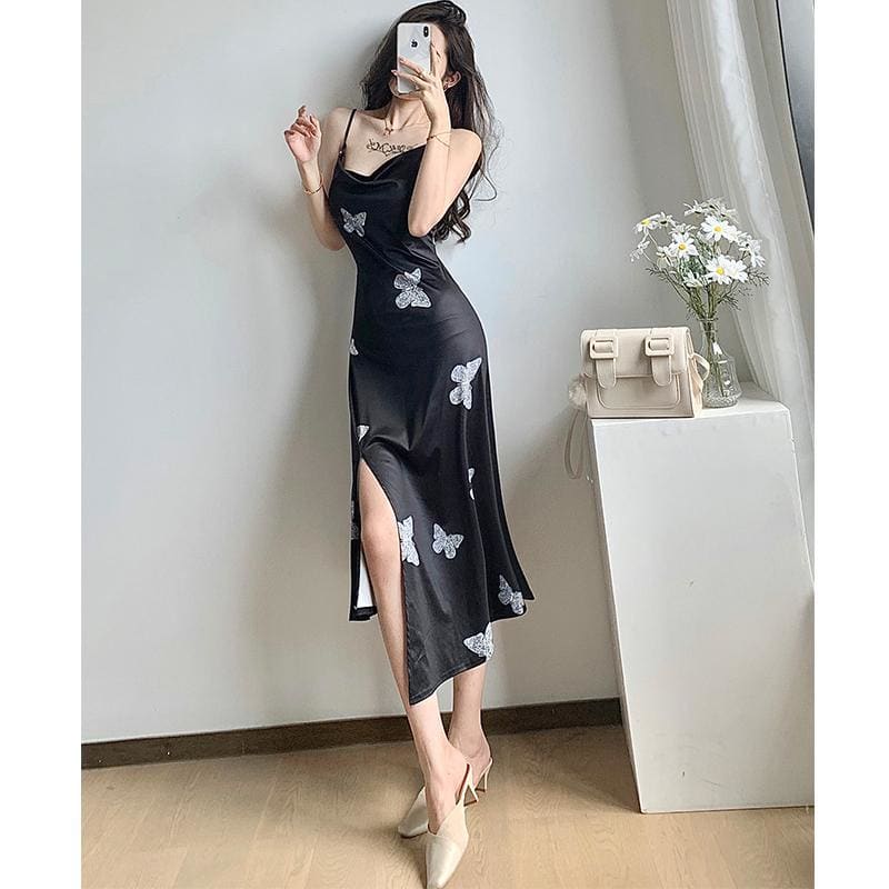 Sexy Butterfly Print Midi Dress