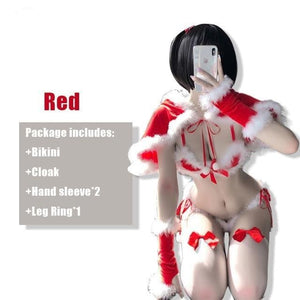 Sexy Plush Red Christmas Cosplay Costumes Uniform Suit MM0616 - KawaiiMoriStore