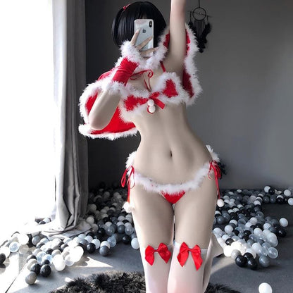 Sexy Plush Red Christmas Cosplay Costumes Uniform Suit MM0616 - KawaiiMoriStore