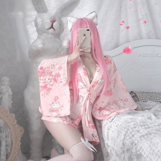 Sexy Uniform Temptation Silk Robes Kimono MK15813 - KawaiiMoriStore