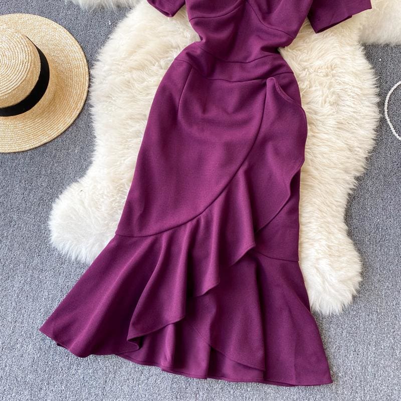 Sexy V-neck Mermaid Midi Dress