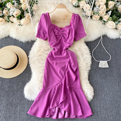 Sexy V-neck Mermaid Midi Dress