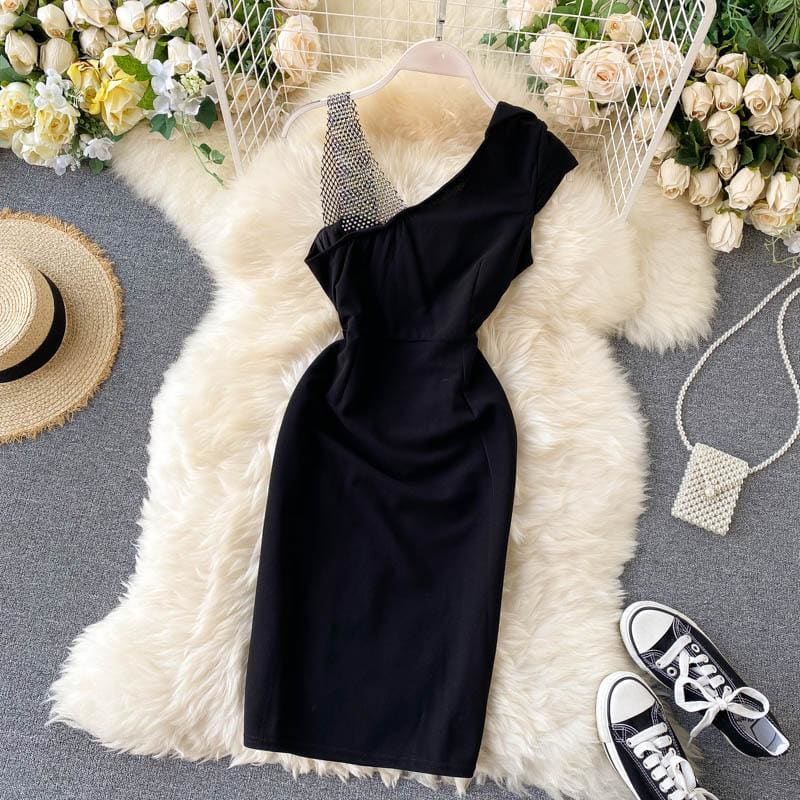 Sexy V-neck Stitching Midi Dress