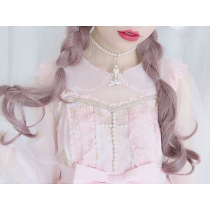 Sheer Peter Pan Collar Short Sleeve Lolita Crop Top