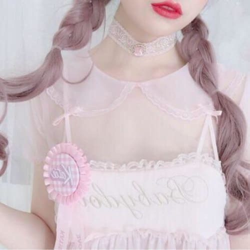 Sheer Peter Pan Collar Short Sleeve Lolita Crop Top