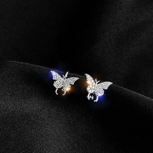 Shiny Minimalist Butterfly Stud Earrings Ear Clip MK15631 - KawaiiMoriStore
