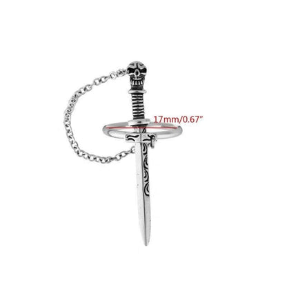 Skull Sword Movable Plug-in Finger Ring MK15862 - KawaiiMoriStore