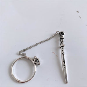 Skull Sword Movable Plug-in Finger Ring MK15862 - KawaiiMoriStore