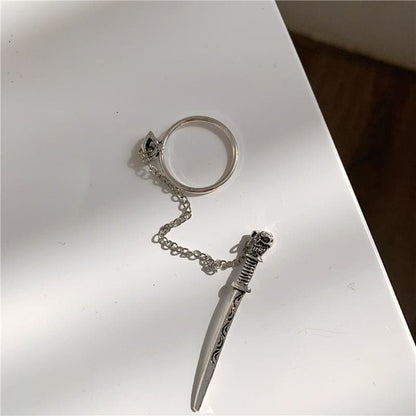 Skull Sword Movable Plug-in Finger Ring MK15862 - KawaiiMoriStore