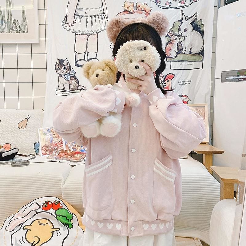 Soft Girl Baseball Jacket Pastel Kawaii Aesthetic - kawaii 