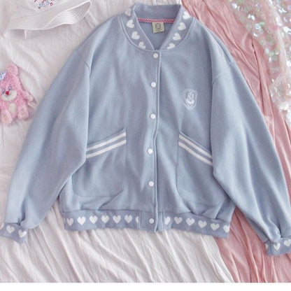 Soft Girl Baseball Jacket Pastel Kawaii Aesthetic - kawaii 