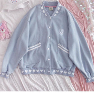 Soft Girl Baseball Jacket Pastel Kawaii Aesthetic - kawaii 