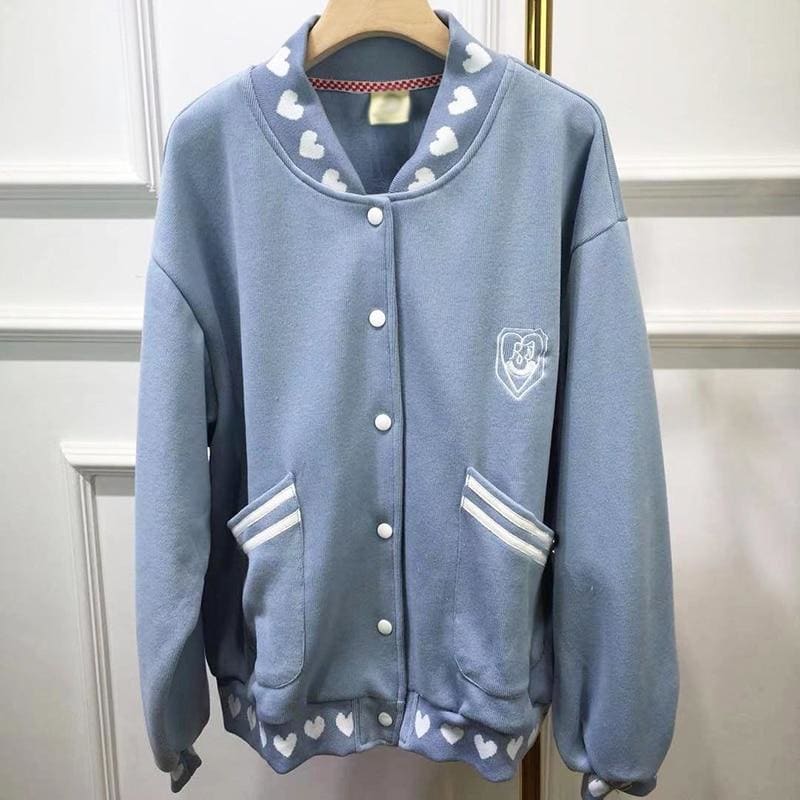 Soft Girl Baseball Jacket Pastel Kawaii Aesthetic - kawaii 