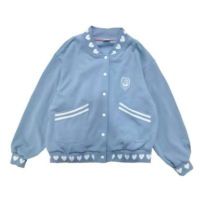 Soft Girl Baseball Jacket Pastel Kawaii Aesthetic - kawaii 