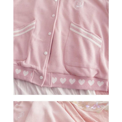 Soft Girl Baseball Jacket Pastel Kawaii Aesthetic - kawaii 