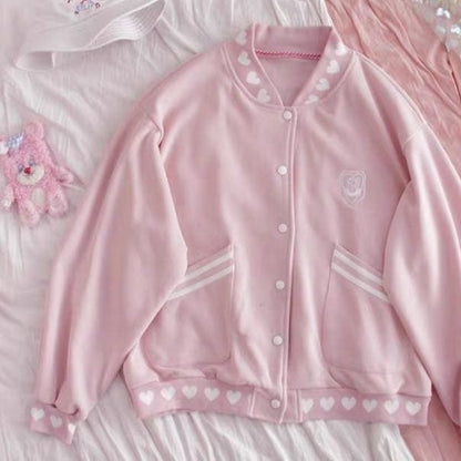 Soft Girl Baseball Jacket Pastel Kawaii Aesthetic - kawaii 