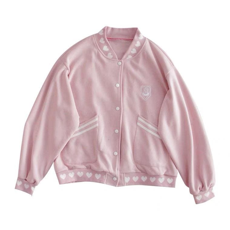 Soft Girl Baseball Jacket Pastel Kawaii Aesthetic - kawaii 