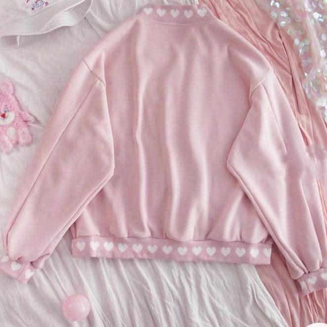 Soft Girl Baseball Jacket Pastel Kawaii Aesthetic - kawaii 