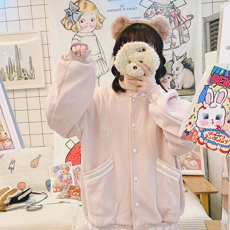 Soft Girl Baseball Jacket Pastel Kawaii Aesthetic - kawaii 