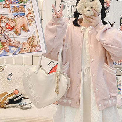 Soft Girl Baseball Jacket Pastel Kawaii Aesthetic - kawaii 