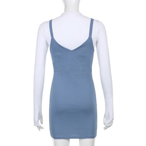 Soft Girl Two-Piece Set Blue Trim Dress MK15991 - KawaiiMoriStore