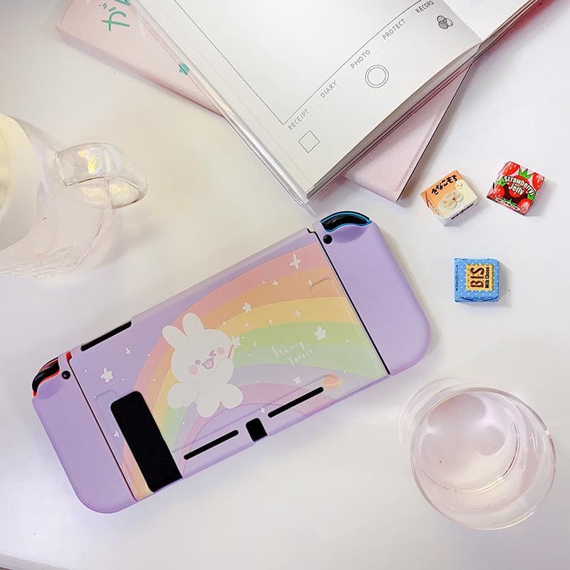 Soft Kawaii Pastel Rainbow Bunny Switch Shell Case MM1755 - 