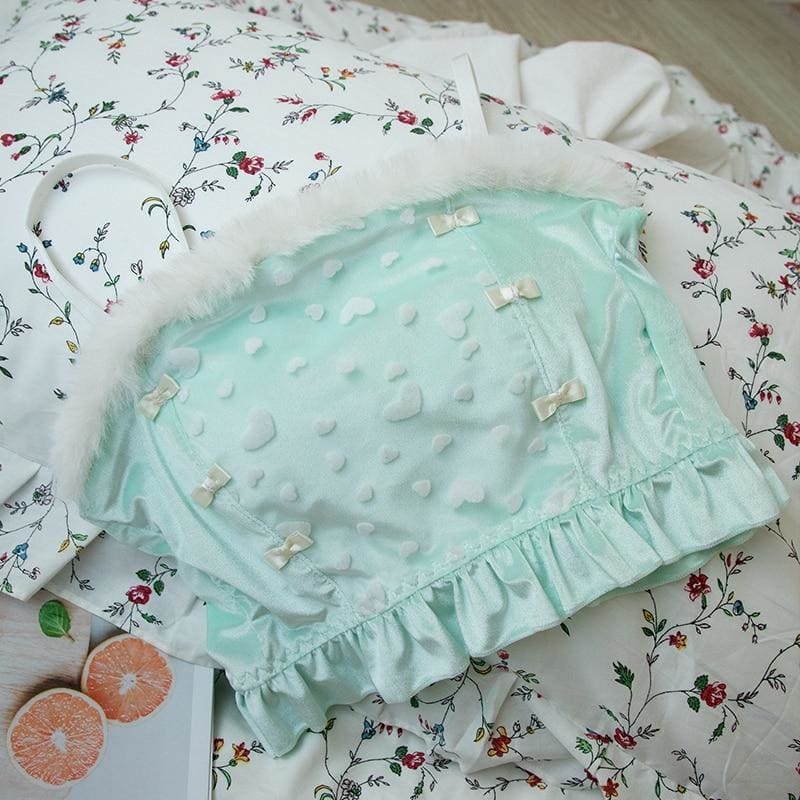 Soft Mint Heart Kawaii Princess Sweet Kawaii Lingerie Set - 