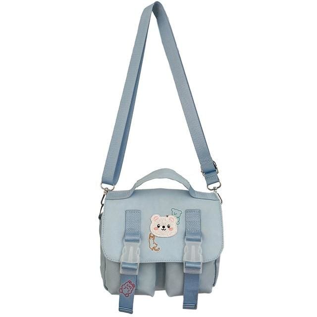 Solid Color Cute Cartoon Sticker Bear Crossbody Bag MK15763 - KawaiiMoriStore