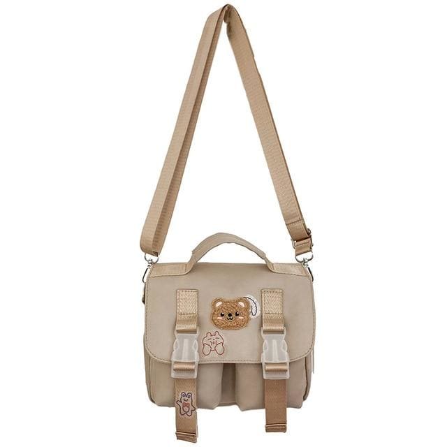 Solid Color Cute Cartoon Sticker Bear Crossbody Bag MK15763 - KawaiiMoriStore