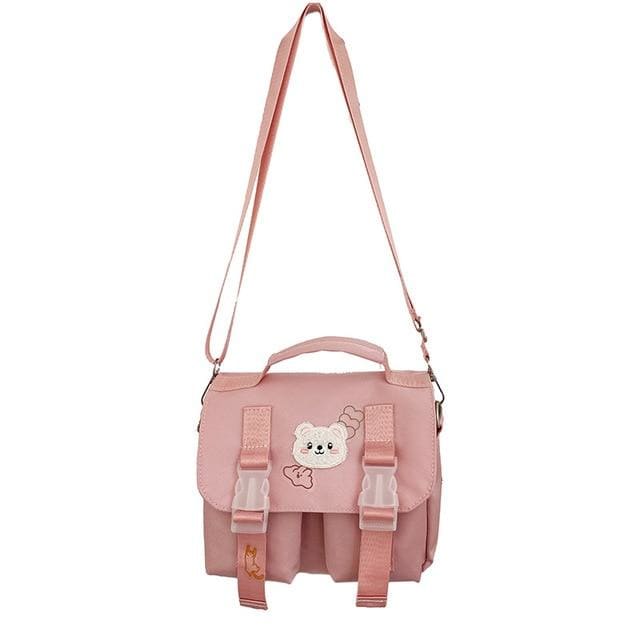 Solid Color Cute Cartoon Sticker Bear Crossbody Bag MK15763 - KawaiiMoriStore