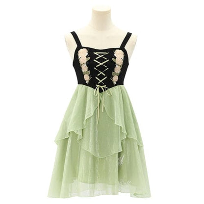 Spring Lovely Flower Girl Green Dress ON622 - green / S -