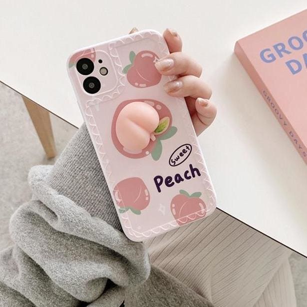 Squishy Pastel Kawaii Peach Phone Case for iphone7/7plus/8/8P/X/XS/XR/XS Max/11/11 pro/11 pro max/12/12pro/12mini/12pro max MK16081 - KawaiiMoriStore