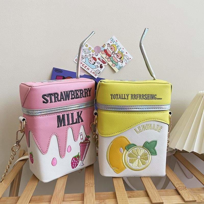 Strawberry Milk Lemonade Pink Yellow Pastel Shoulder Bag 