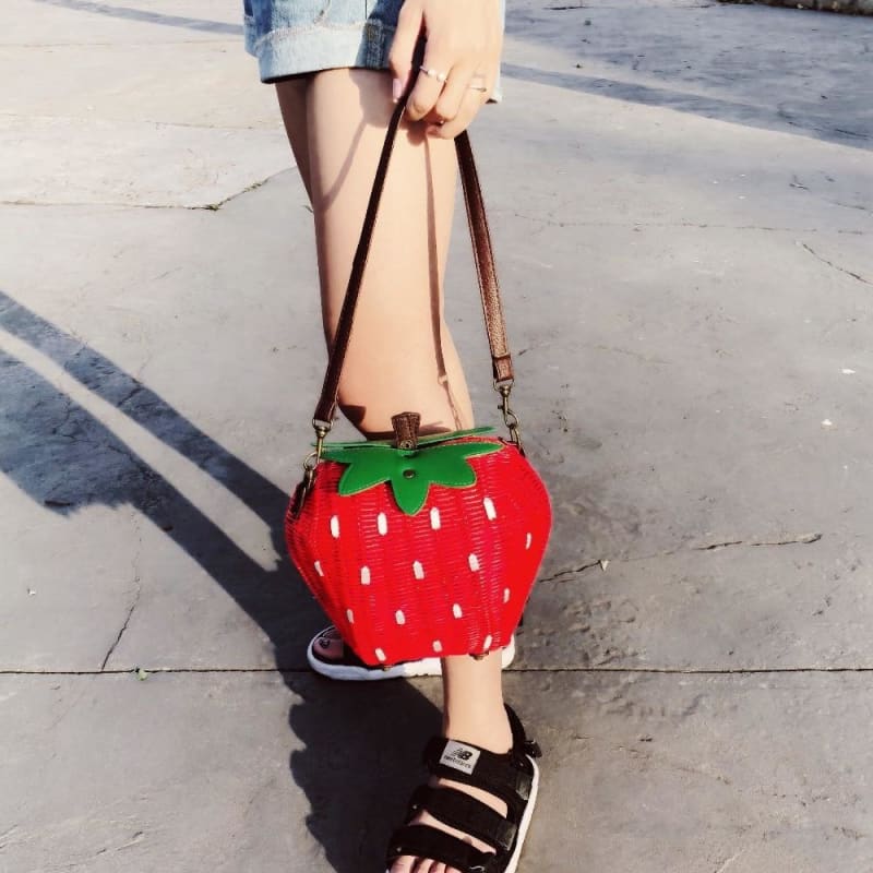 Strawberry Rattan Bag