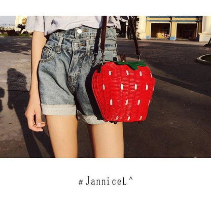 Strawberry Rattan Bag