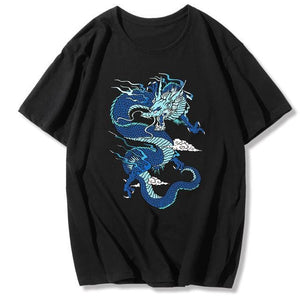 Streetwear Vintage Chinese Dragon Print T-shirt MK340 - KawaiiMoriStore