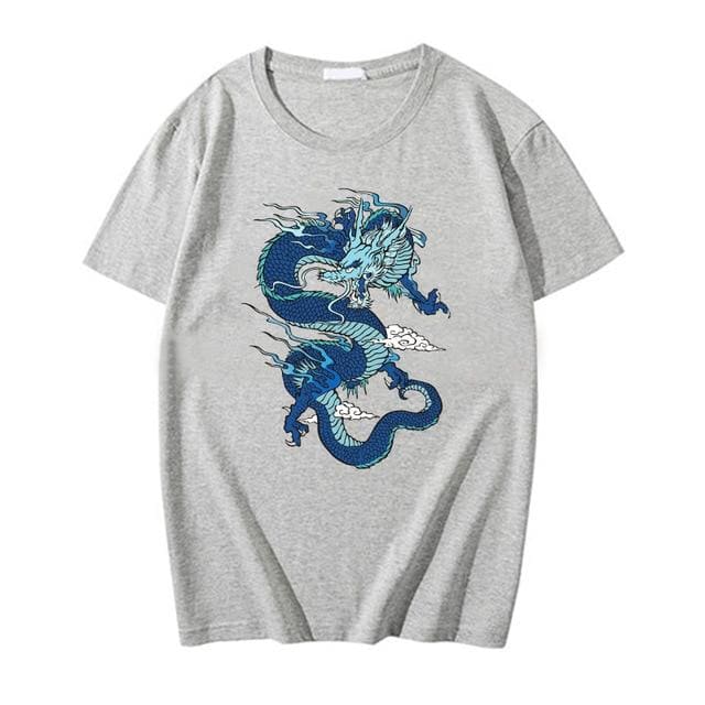 Streetwear Vintage Chinese Dragon Print T-shirt MK340 - KawaiiMoriStore