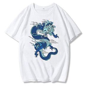 Streetwear Vintage Chinese Dragon Print T-shirt MK340 - KawaiiMoriStore