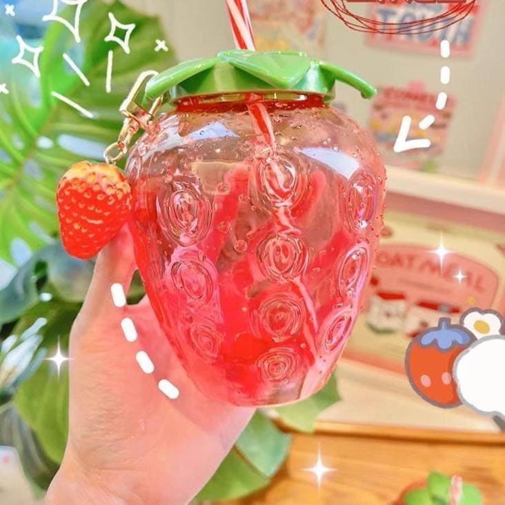 Summer Strawberry Plastic Cute Bottle MK16034 - KawaiiMoriStore