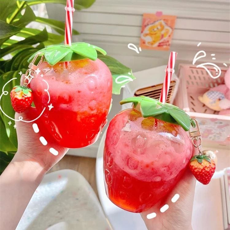 Summer Strawberry Plastic Cute Bottle MK16034 - KawaiiMoriStore