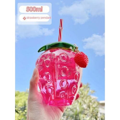 Summer Strawberry Plastic Cute Bottle MK16034 - KawaiiMoriStore