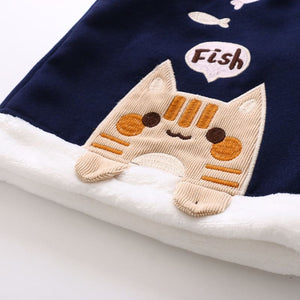 Sweet Cat Eat Fish Elastic Waist Shorts MK14845 - KawaiiMoriStore